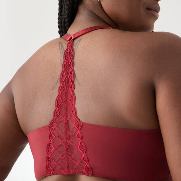 NWT True & Co. True Body Triangle Lace Racerback Bra in Garnet Red Size Medium - Picture 2 of 5